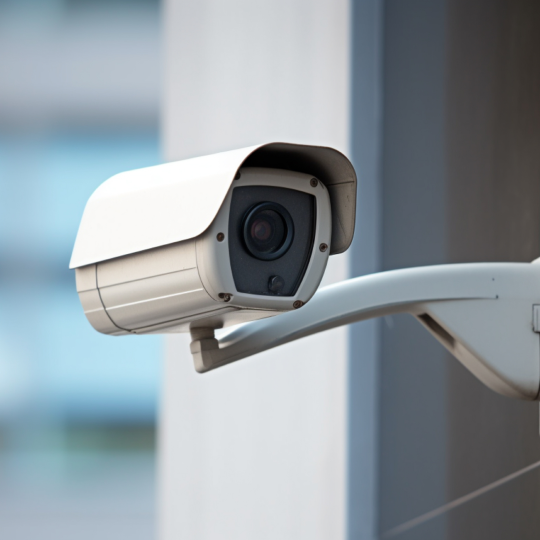 modern-cctv-camera-monitoring-surveillance-security-wall-with-car-park-backgroun