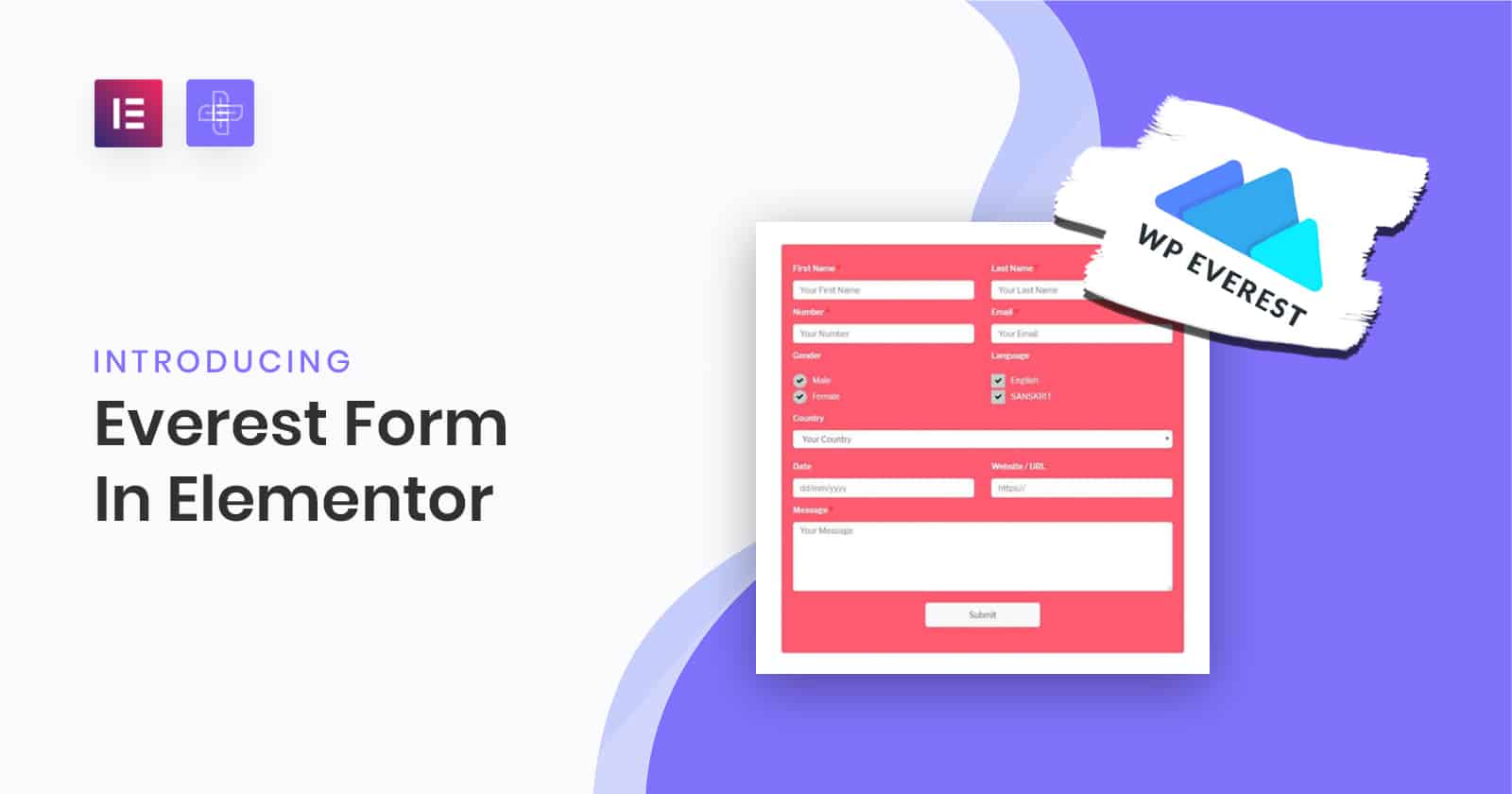Everest Forms widget for elementor | The Plus Addons for Elementor