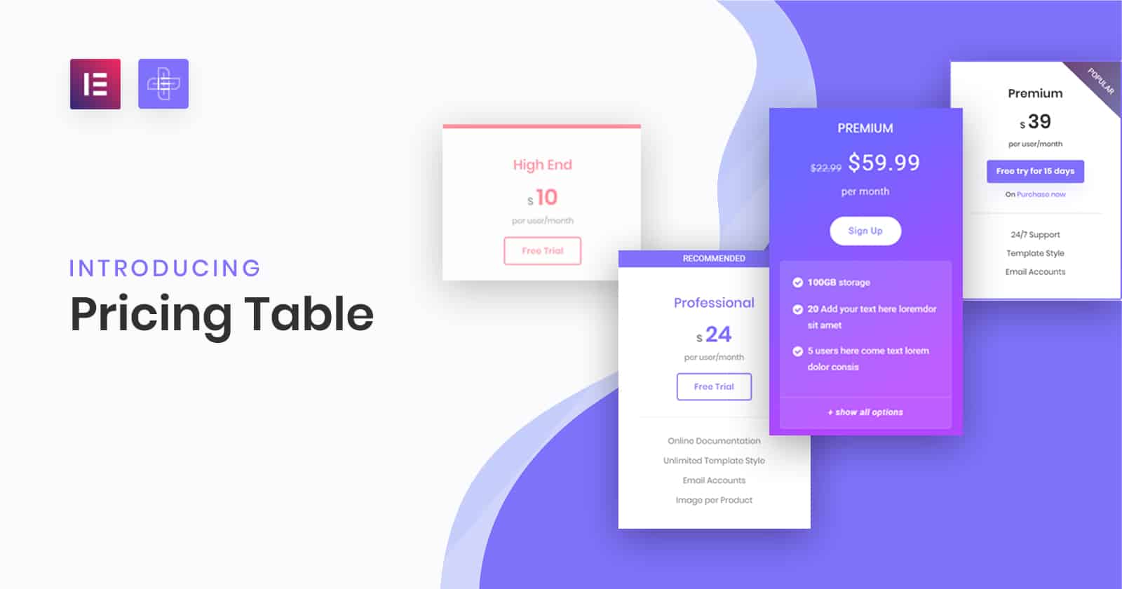 Pricing Table Widget for Elementor | The Plus Addons for Elementor