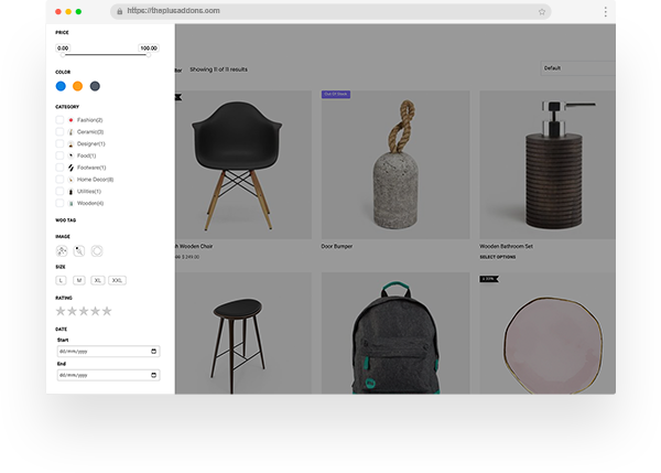 modal popup filter for woocommerce and wordpress elementor