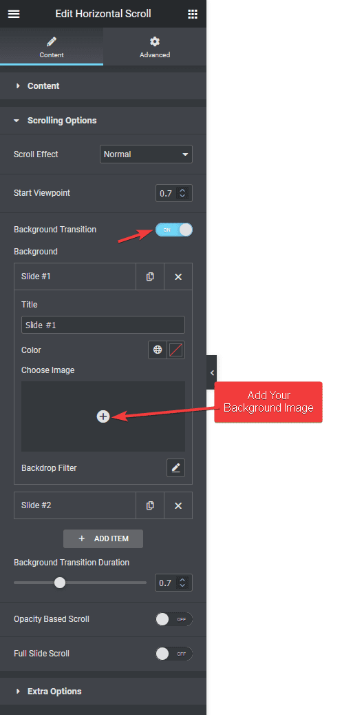 horizontal scroll background image