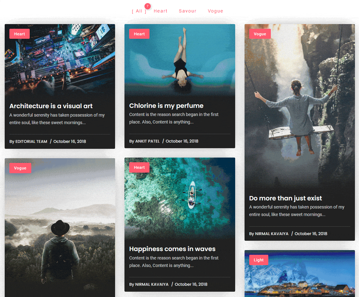 blog listing category filter demo