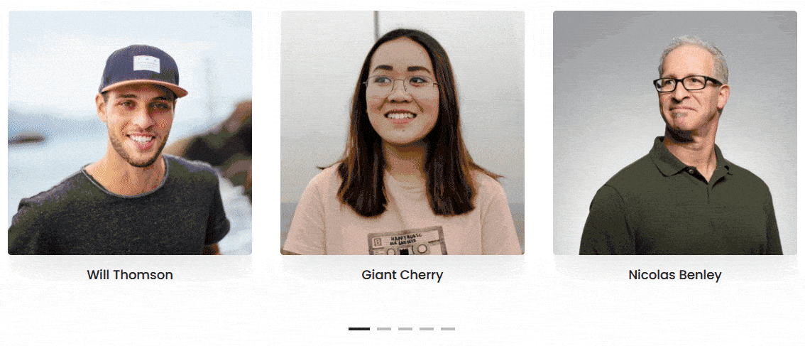 team member listing carousel layout demo