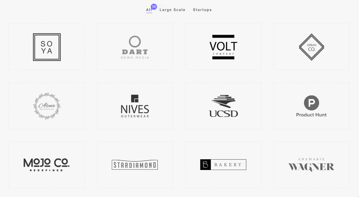 clients listing category wise filter demo